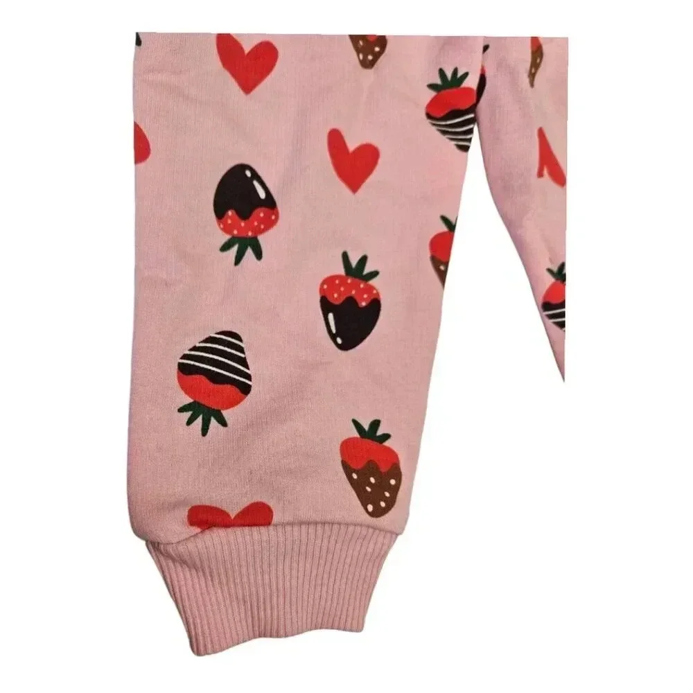 2T Toddler Girls Chocolate Strawberry Romper with Short Sleeves and POCKETS